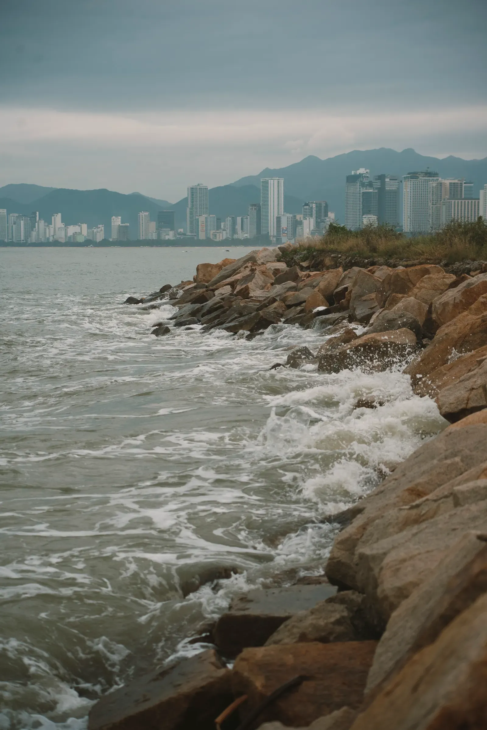 Nha Trang shoreline with the city and mountains beyond